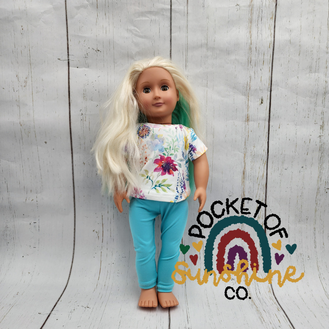 Watercolor Floral Basic Tee Doll